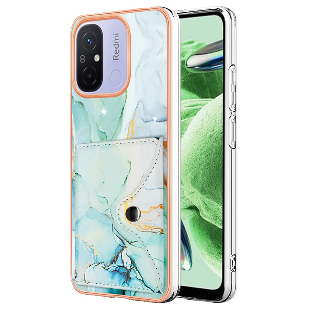 YB Leather Coating Series-9 for Xiaomi Redmi 12C 4G / 11A 4G Case IMD Pattern Kickstand Back Cover YB Leather Coating Series-9 for Xiaomi Redmi 12C 4G / 11A 4G Case IMD Pattern Kickstand Back Cover
